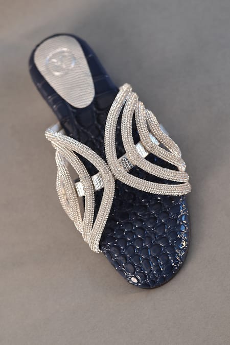 Buy_Sana K luxurious Footwear_Blue Rhinestones, Crystals Gema Embellished Open Toe Heels _Online_at_Aza_Fashions