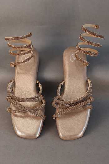 Sana K luxurious Footwear Strap Embellished Spring Flats 