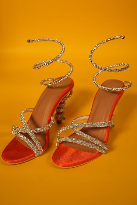 Gnist Orange Strappy Tie Up Block Heel Sandal, जूते की हील, शू हील - Cosmo  Enterprises, Delhi | ID: 2851183928097
