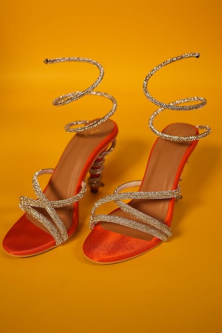 Buy Orange Heeled Sandals for Women by Sneak-a-Peek Online | Ajio.com