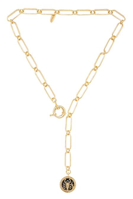 Shop_Zariin_Gold Plated Scorpio Pendant Necklace _at_Aza_Fashions