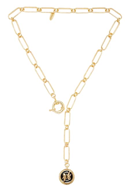Shop Zariin Gold Plated Pisces Pendant Necklace at Aza Fashions Shop_Zariin_Gold Plated Pisces Pendant Necklace _at_Aza_Fashions