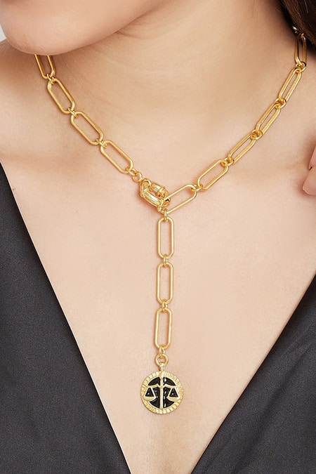 Zariin Gold Plated Libra Pendant Necklace 
