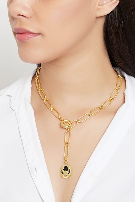 Zariin Gold Plated Cancer Pendant Necklace 