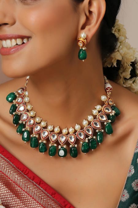 SWABHIMANN Kundan Embellished Necklace Set 