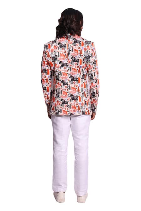 Debarun Leo Jungle Print Blazer With Trouser 