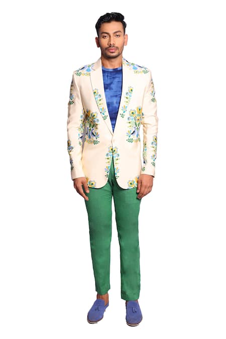 Debarun Dion Floral Print Blazer With Trouser 