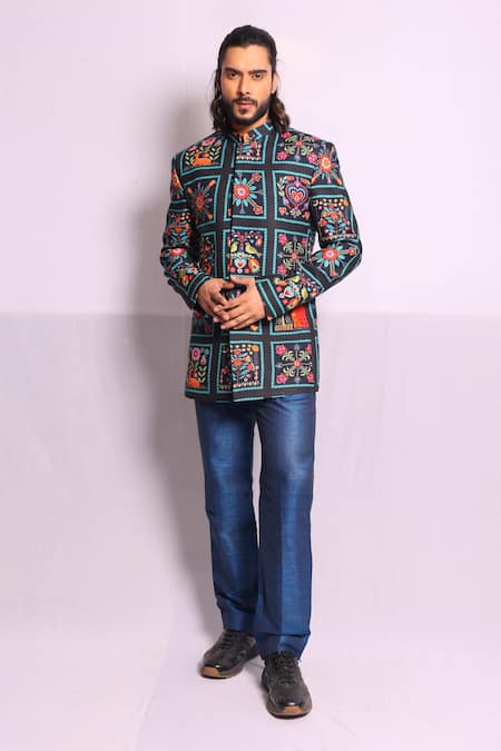 Debarun Alexandre Floral Print Bandhgala With Pant 