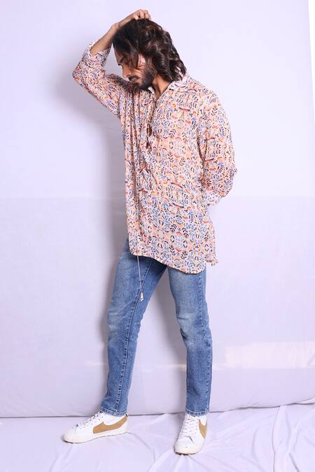 Buy_Debarun_Multi Color Georgette Theo Floral Print Shirt 
