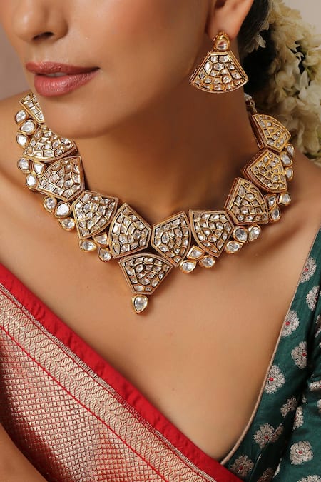 SWABHIMANN Geometric Shaped Necklace Set 