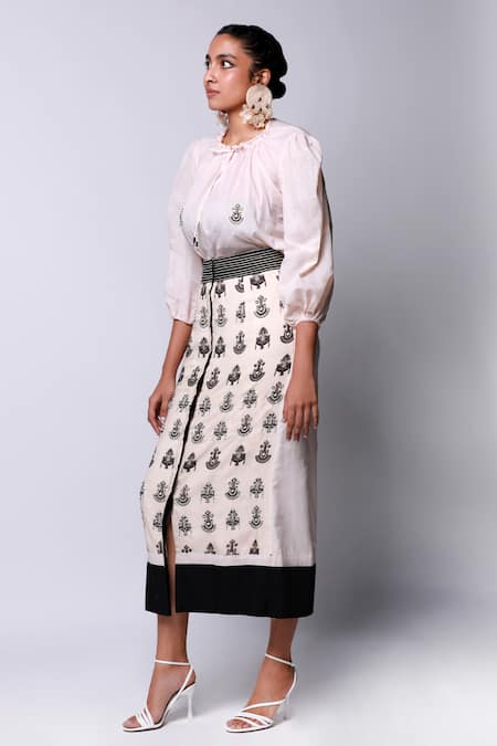 Buy Ekastories Beige Cotton, Modal Embroidery Keyhole Neck Placement Top And Skirt Set Online at Aza Fashions Buy_Ekastories_Beige Cotton, Modal Embroidery Keyhole Neck Placement Top And Skirt Set_Online_at_Aza_Fashions