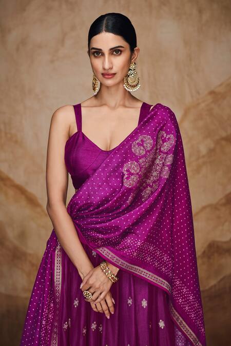 Buy Label Varsha Purple Viscose, Linen, Satin Sequins, Embroidered Lehenga Set With Woven Dupatta Online at Aza Fashions Buy_Label Varsha_Purple Viscose, Linen, Satin Sequins, Embroidered Lehenga Set With Woven Dupatta_Online_at_Aza_Fashions