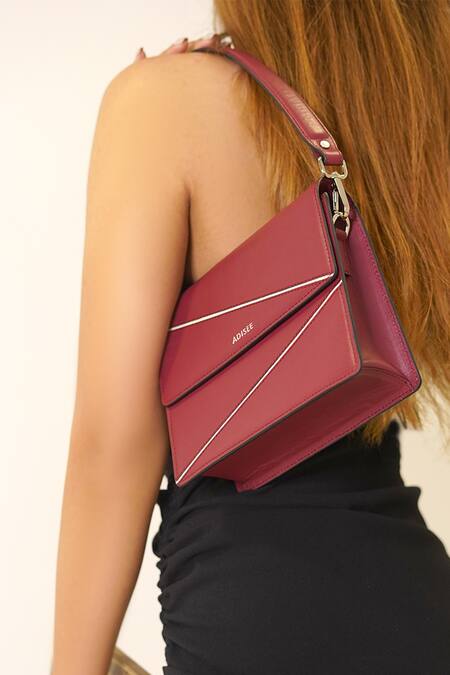Shop Adisee Maroon Diana Mini Leather Bag at Aza Fashions Shop_Adisee_Maroon Diana Mini Leather Bag_at_Aza_Fashions