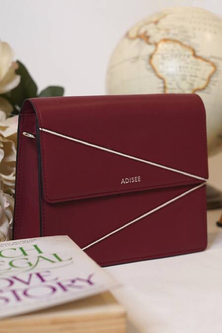 Shop Adisee Maroon Diana Mini Leather Bag Online at Aza Fashions Shop_Adisee_Maroon Diana Mini Leather Bag_Online_at_Aza_Fashions
