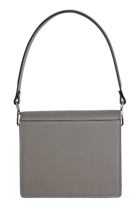 Adisee_Grey Diana Mini Leather Structured Bag_Online_at_Aza_Fashions