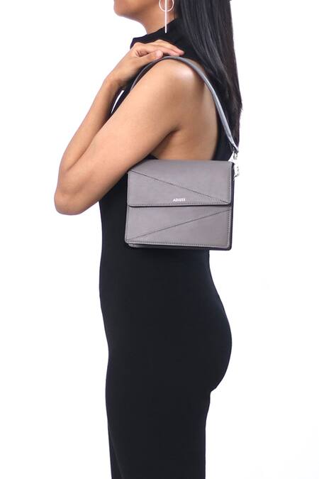 Adisee_Grey Diana Mini Leather Structured Bag_at_Aza_Fashions