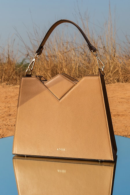 Buy_Adisee_Beige Olivia Geometric Leather Bag _Online_at_Aza_Fashions
