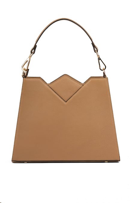 Adisee_Beige Olivia Geometric Leather Bag _at_Aza_Fashions