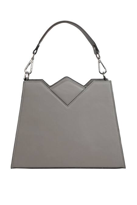 Adisee_Grey Olivia Structured Leather Bag_Online_at_Aza_Fashions