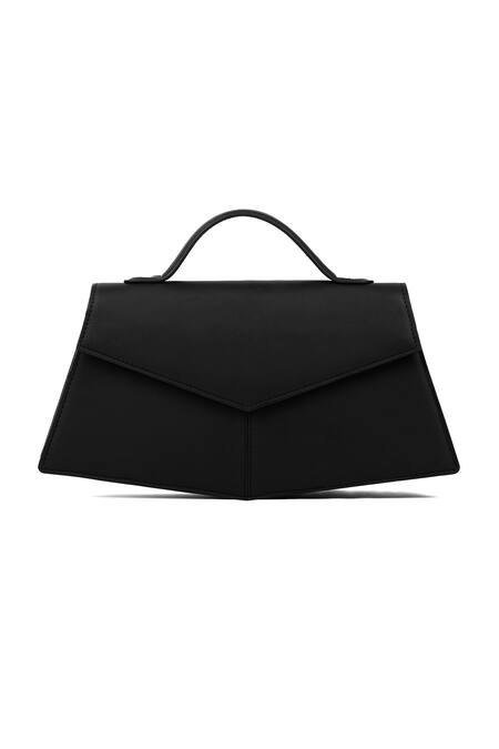 Adisee_Black Fiona Structured Leather Bag_Online_at_Aza_Fashions
