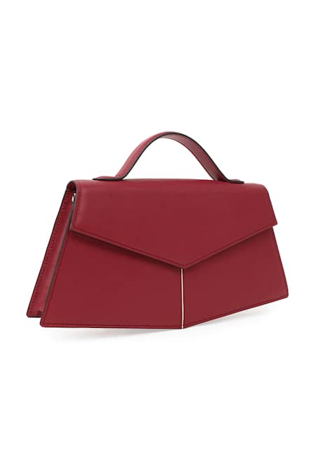 Adisee_Maroon Fiona Handcrafted Structured Bag_Online_at_Aza_Fashions