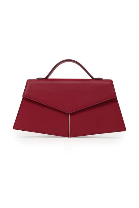 Shop_Adisee_Maroon Fiona Handcrafted Structured Bag_Online_at_Aza_Fashions
