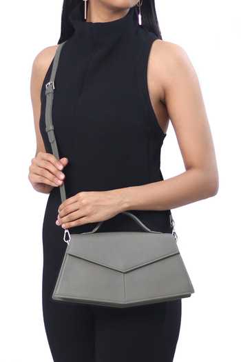 Adisee_Grey Fiona Handcrafted Leather Structured Bag_Online_at_Aza_Fashions