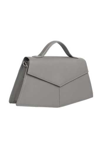 Buy_Adisee_Grey Fiona Handcrafted Leather Structured Bag_Online_at_Aza_Fashions
