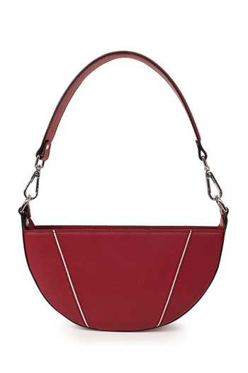 Adisee_Maroon Ava Semi Circular Structured Bag_Online_at_Aza_Fashions