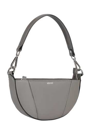 Shop Adisee Grey Ava Semi Circular Structured Leather Bag at Aza Fashions Shop_Adisee_Grey Ava Semi Circular Structured Leather Bag_at_Aza_Fashions