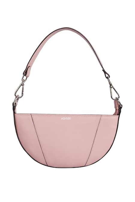 Buy_Adisee_Pink Ava Semi Circular Pastel Leather Bag_Online_at_Aza_Fashions
