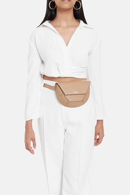 Buy_Adisee_Beige Suzy Three Dimensional Leather Bag_Online_at_Aza_Fashions