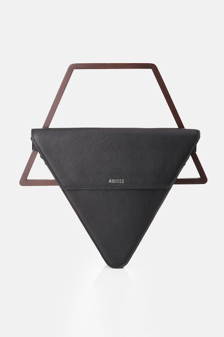 Adisee_Black Jade Triangular Structured Leather Bag_Online_at_Aza_Fashions