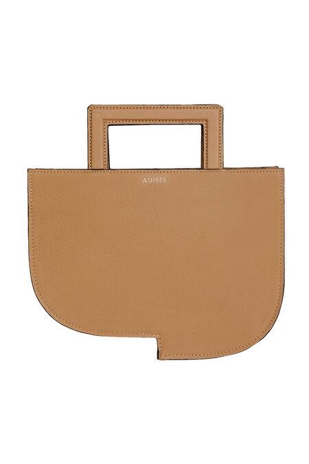 Adisee_Beige Donna Leather Structured Bag _Online_at_Aza_Fashions