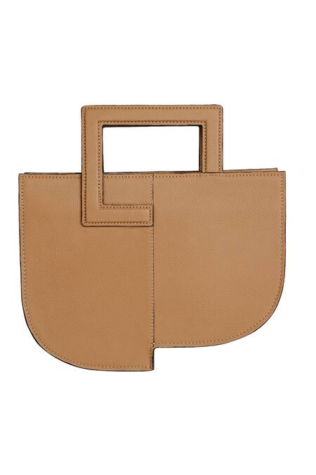 Buy_Adisee_Beige Donna Leather Structured Bag _Online_at_Aza_Fashions
