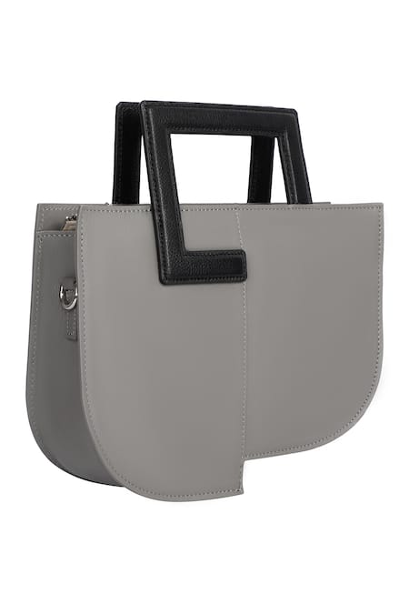 Shop_Adisee_Grey Donna Sturdy Handle Structured Bag _Online_at_Aza_Fashions