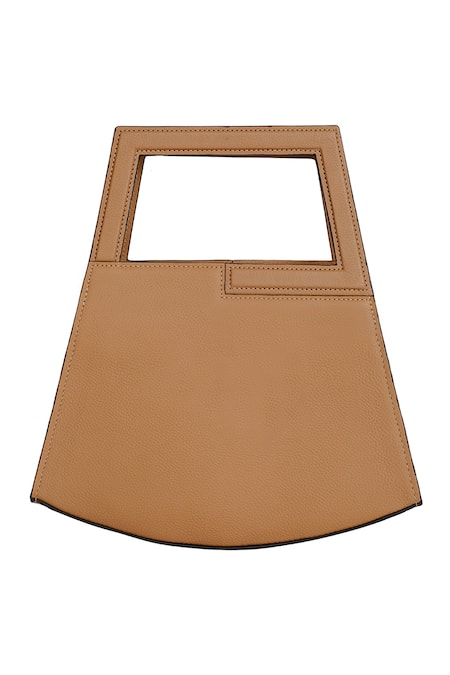 Adisee_Beige Jil Geometric Leather Bag _Online_at_Aza_Fashions