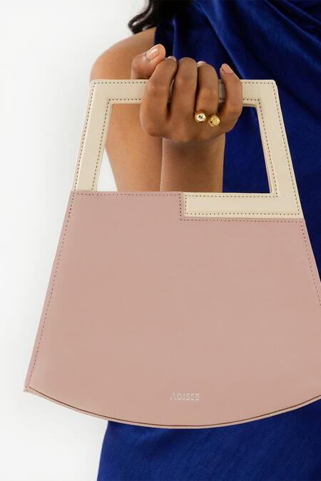 Shop_Adisee_Pink Jil Leather Geometric Structured Pastel Bag _Online_at_Aza_Fashions