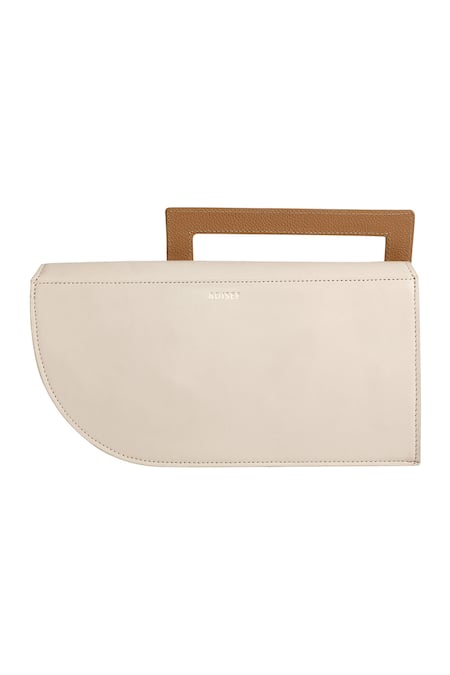 Adisee Ivory Emily Structured Leather Clutch Bag Online at Aza Fashions Adisee_Ivory Emily Structured Leather Clutch Bag _Online_at_Aza_Fashions