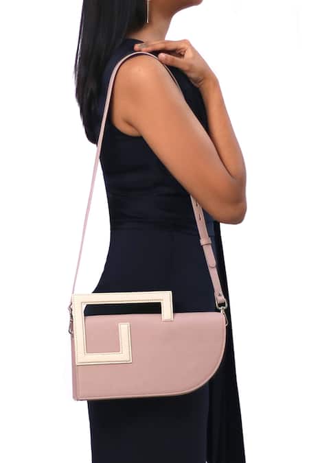Adisee Emily Leather Structured Pastel Clutch Bag 