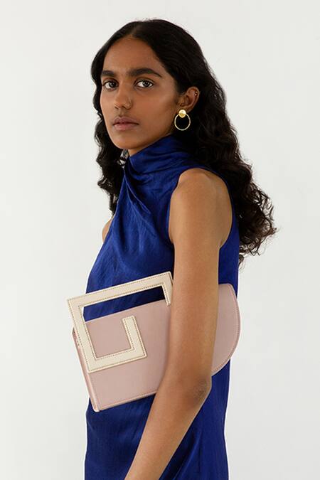 Shop_Adisee_Pink Emily Leather Structured Pastel Clutch Bag _Online_at_Aza_Fashions