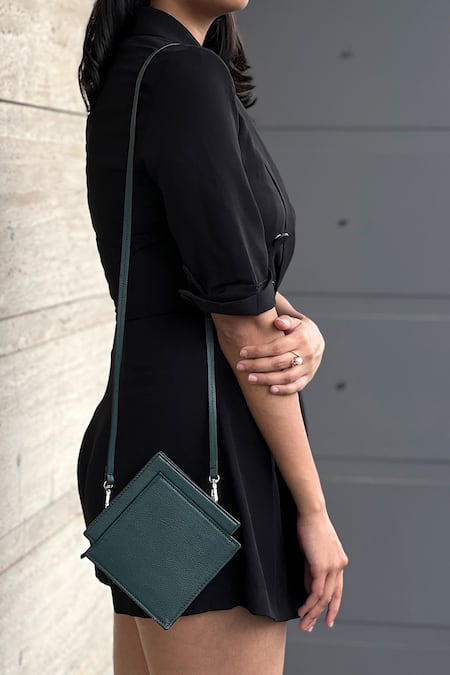 ADISEE Green Cami Geometric Leather Bag