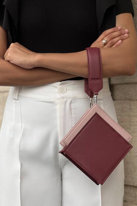 Adisee Maroon Cami Geometric Handcrafted Bag at Aza Fashions Adisee_Maroon Cami Geometric Handcrafted Bag_at_Aza_Fashions