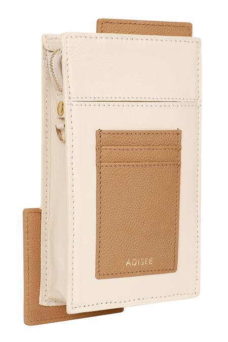 Buy_Adisee_Ivory Fede Leather Colorblock Phone Bag _Online_at_Aza_Fashions