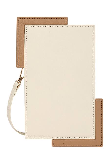 Adisee_Ivory Fede Leather Colorblock Phone Bag _at_Aza_Fashions