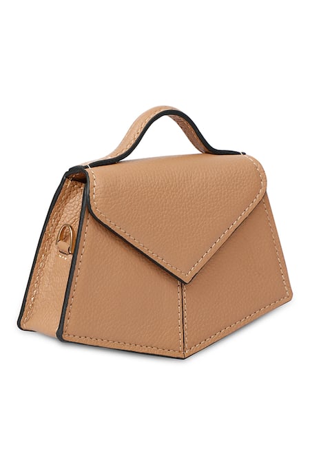 Adisee_Beige Fiona Piccola Miniature Leather Bag _at_Aza_Fashions