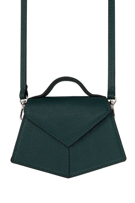 Adisee_Green Fiona Piccola Leather Miniature Bag _at_Aza_Fashions