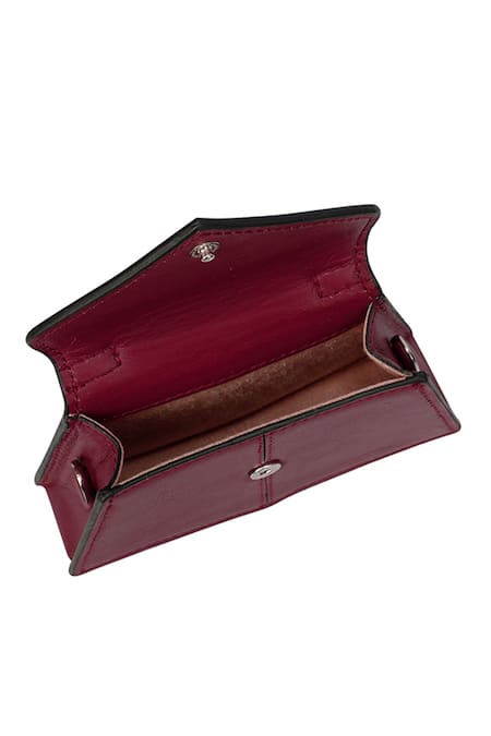 Adisee_Maroon Fiona Piccola Structured Miniature Leather Bag _Online_at_Aza_Fashions