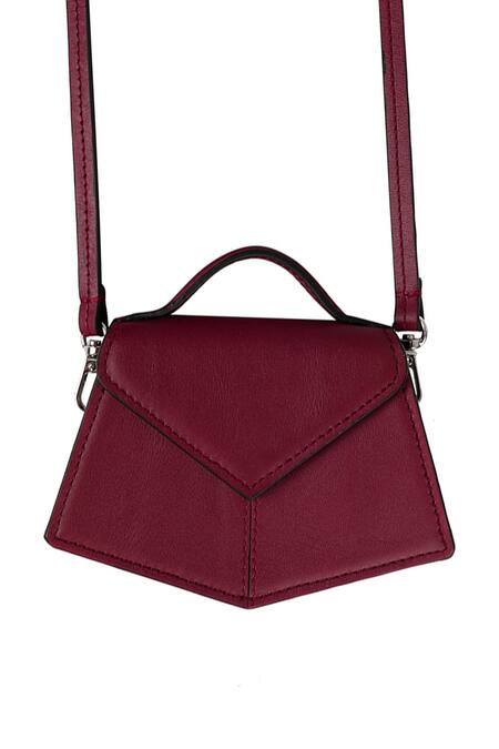 Buy_Adisee_Maroon Fiona Piccola Structured Miniature Leather Bag _Online_at_Aza_Fashions