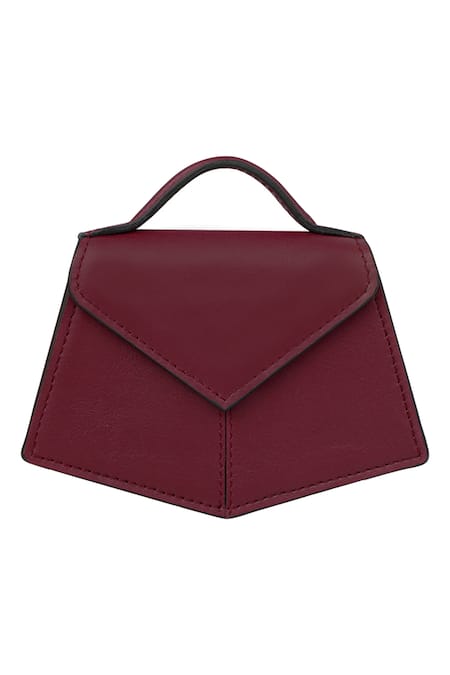 Shop_Adisee_Maroon Fiona Piccola Structured Miniature Leather Bag _Online_at_Aza_Fashions